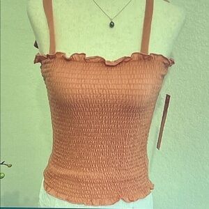 Crave Fame Rust Smocked Tank Top